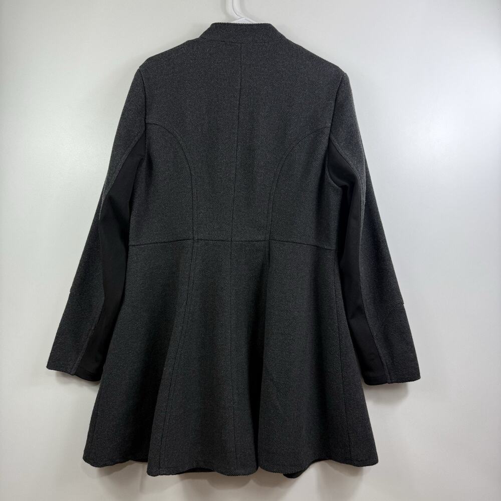 Torrid Gray Military Coat 1X Long A Line Wool Blend Full Zip Gorpcore Winter - Picture 16 of 16